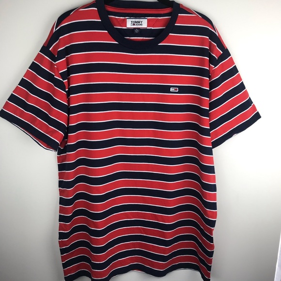 Tommy Hilfiger Other - Tommy Jeans Mens Tee Shirt XL Red Blue Stripe P675